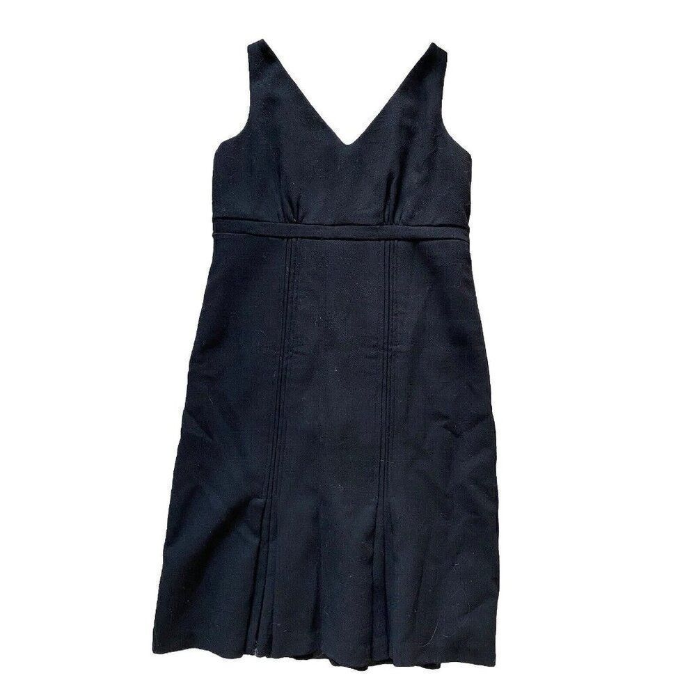 Allegory Dress Forth & Towne Black Wool Inverted Pleats 12 Shift Mid Length